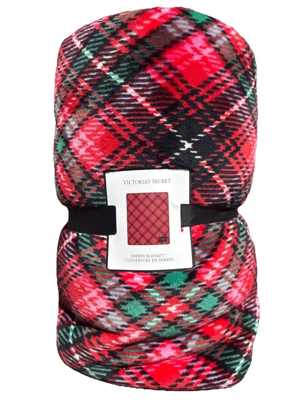 New V.S. Plaid Sherpa Throw Fleece Blanket Large 50” x 60”